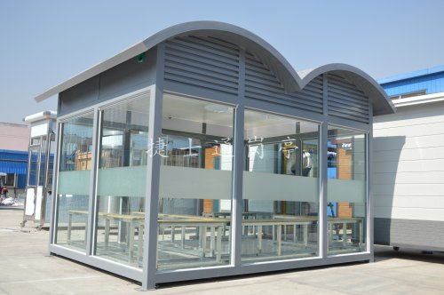 景区 工厂及商场室外吸烟亭 玻璃岗亭批量定制厂家