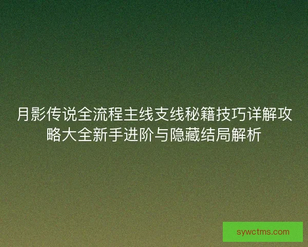 月影传说全流程主线支线秘籍技巧详解攻略大全新手进阶与隐藏结局解析