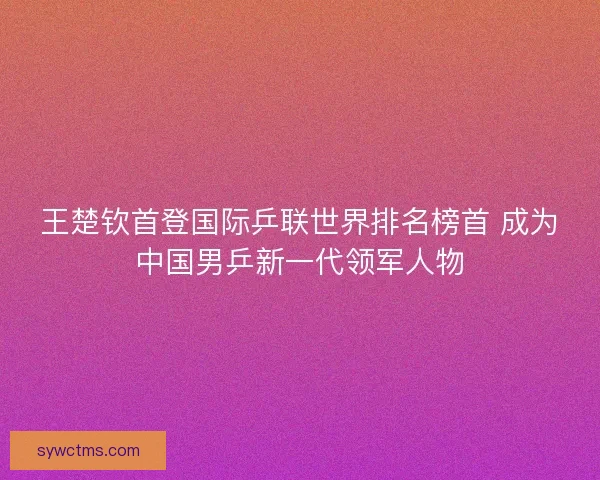 王楚钦首登国际乒联世界排名榜首 成为中国男乒新一代领军人物