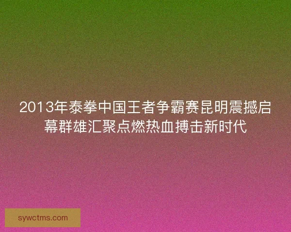 2013年泰拳中国王者争霸赛昆明震撼启幕群雄汇聚点燃热血搏击新时代 2013年泰拳中国王者争霸赛昆明震撼启幕群雄汇聚点燃热血搏击新时代